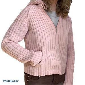 DKNY JEANS 1/4 Zip Sweater Hoodie Size Large